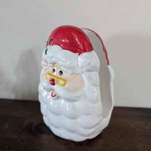 Vintage Christmas Santa Claus Figurine Statue Napkin Holder Ceramic Container